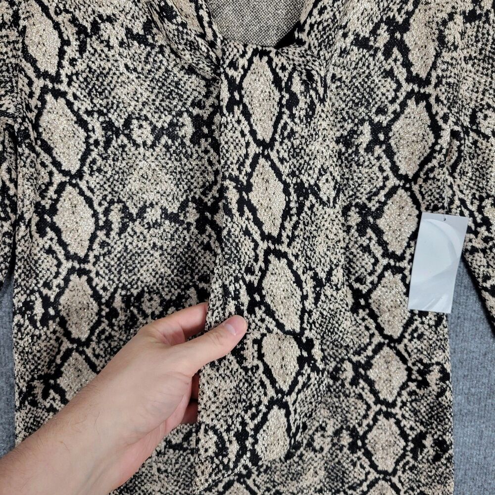 NWT CHICOS Python Print Tie Neck Long Sleeve Snak… - image 5